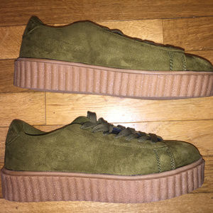 MISBEHAVING GREEN SUEDE LOAFER SHOES Sz 10 NEW